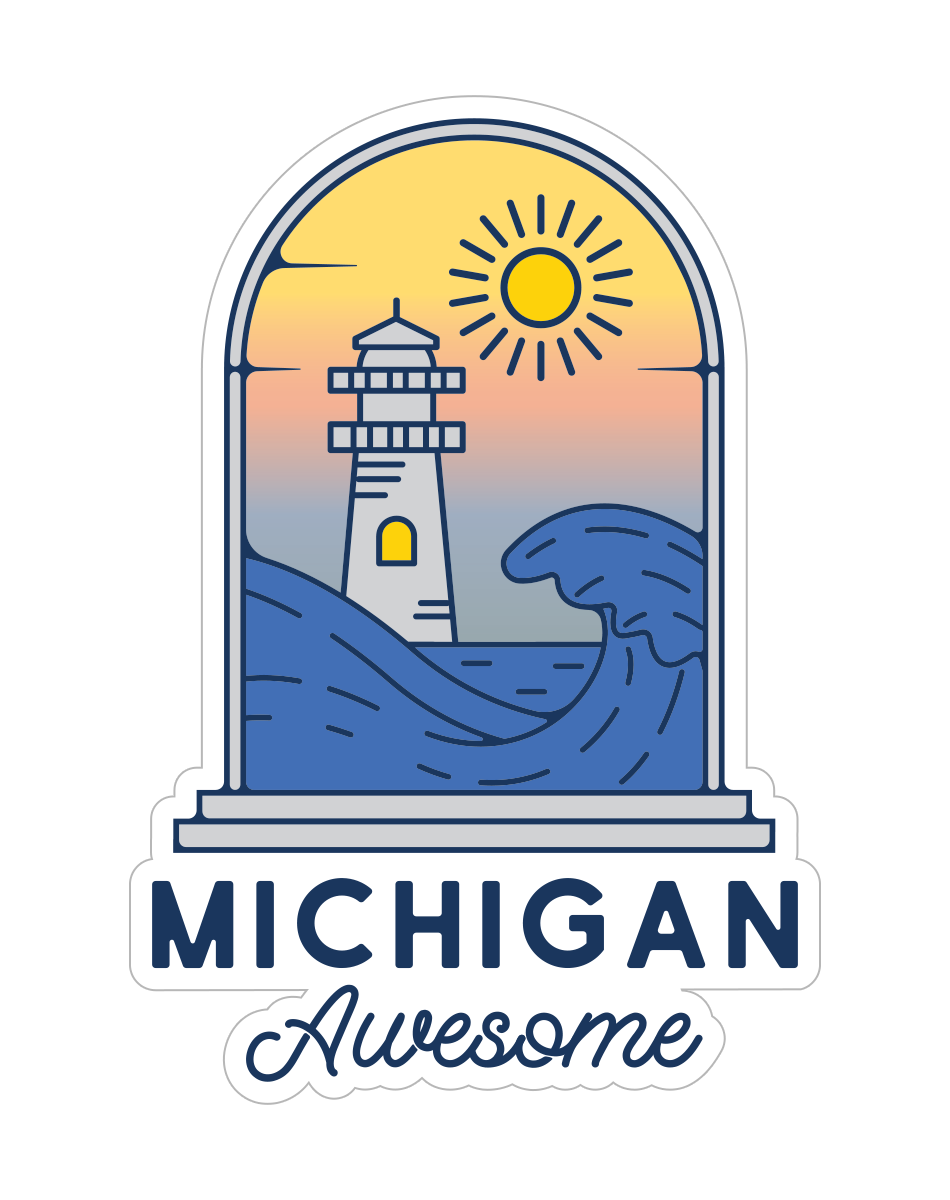 Michigan Awesome Lighthouse Die-Cut Sticker