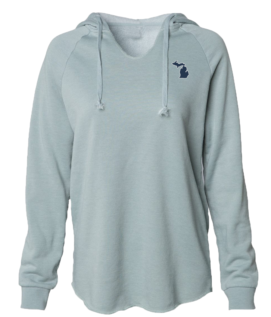 トップス bless vneck hoodie grey Women's Flowy V-neck Hoodie – Michigan Awesome