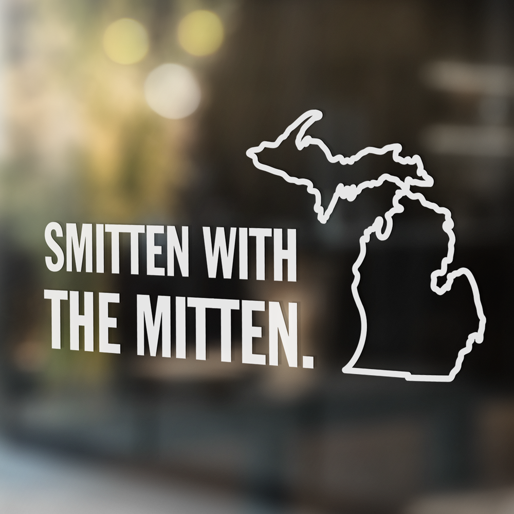 Smitten With The Mitten White Vinyl Sticker