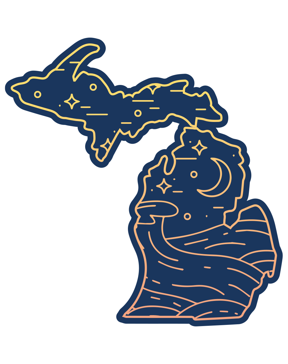 Starry Night Michigan Die-Cut Sticker