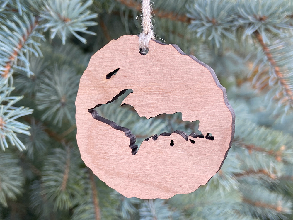 Wooden Upper Peninsula Christmas Ornament