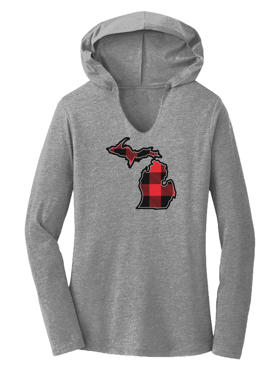 Women's Buffalo Plaid Lightweight Hooded Long Sleeve (CLOSEOUT)