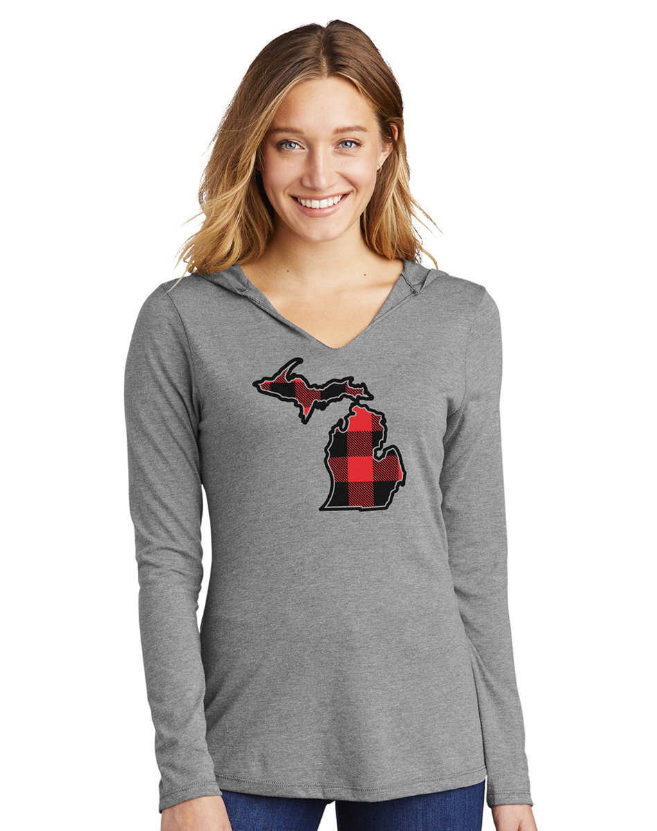 Women's Buffalo Plaid Lightweight Hooded Long Sleeve (CLOSEOUT)