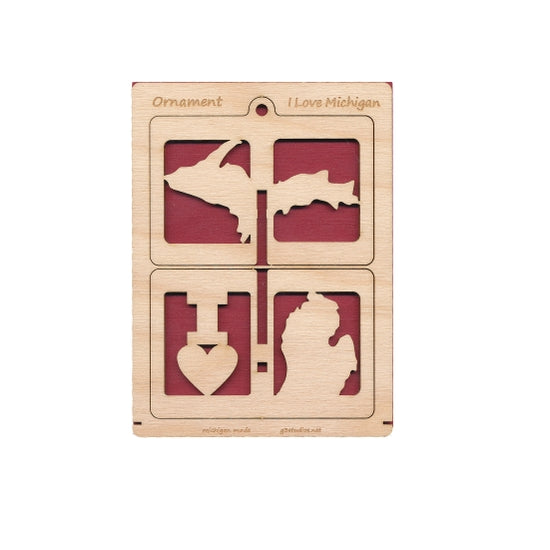 I Love Michigan 3D Christmas Ornament