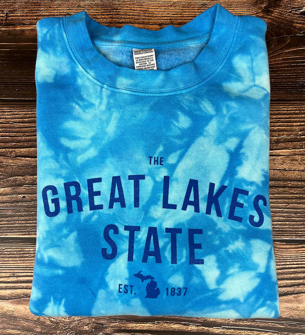 The Great Lakes State Tie-Dye Crewneck Sweatshirt