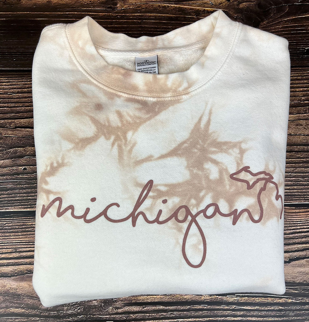 Handwritten Michigan Tie-Dye Crewneck Sweatshirt