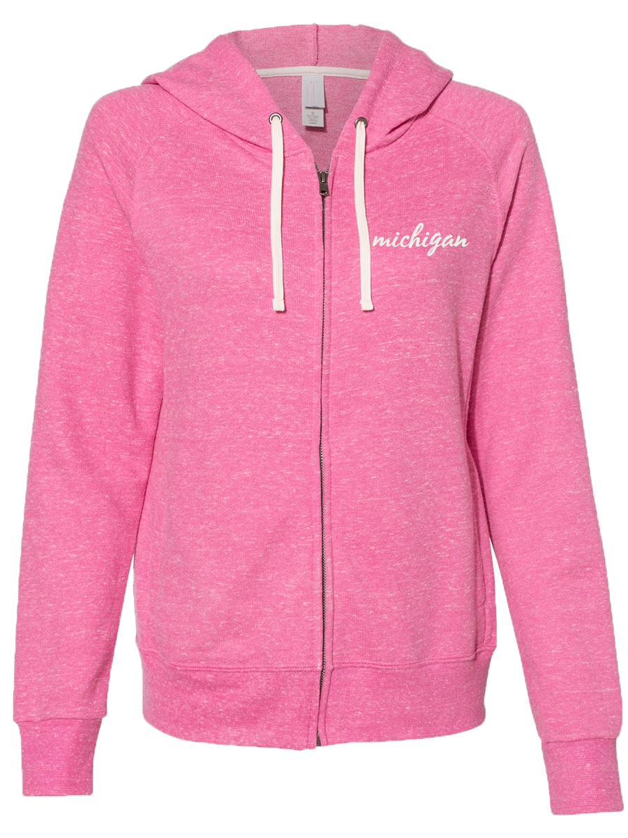 Women's Michigan Script Zip Hoodie (CLOSEOUT)