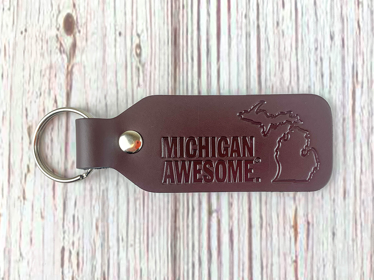 Michigan Awesome Leather Key Chain (CLOSEOUT)