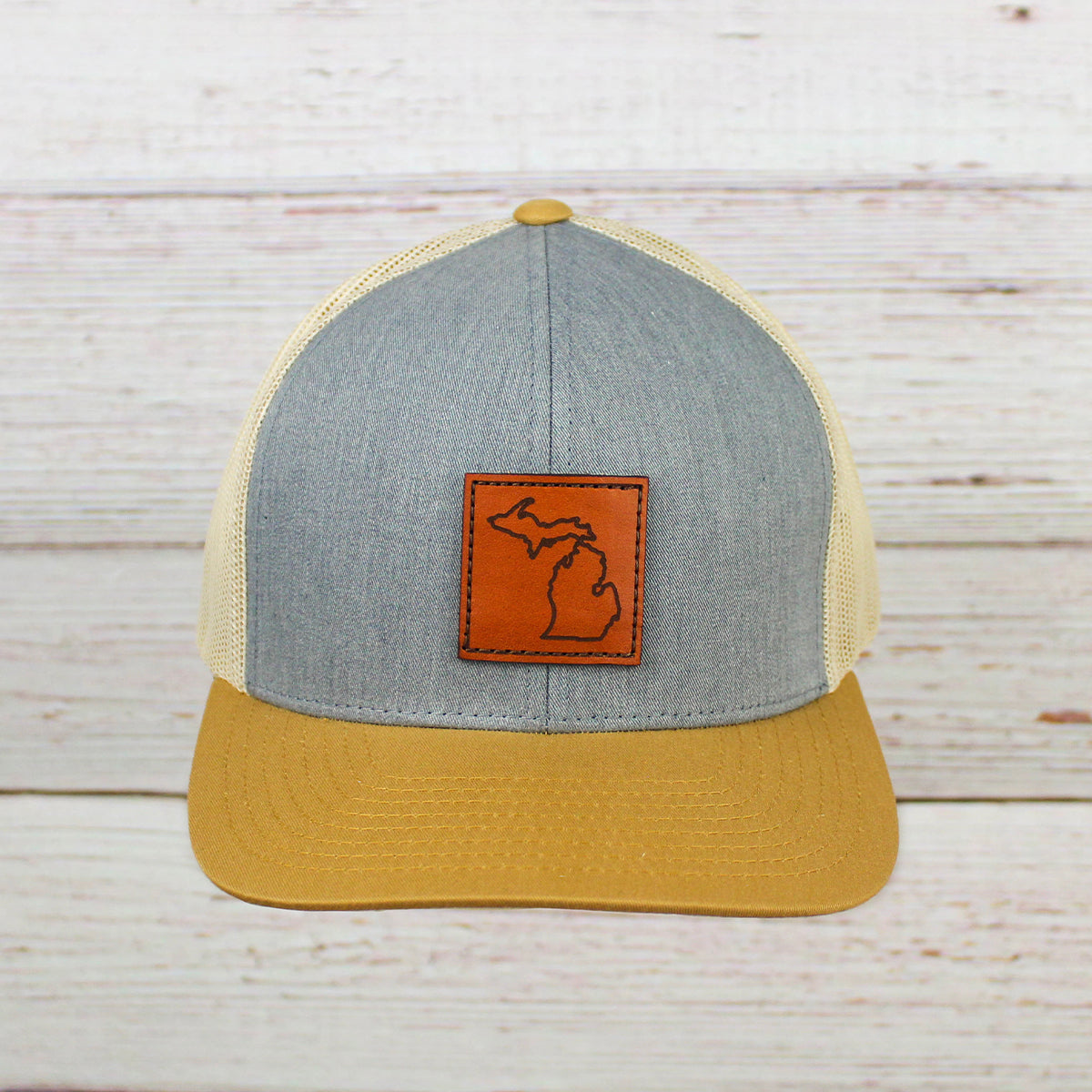 Trucker Hat Leather Patch: Outdoorsy Bison - Wyo Dirt Customs