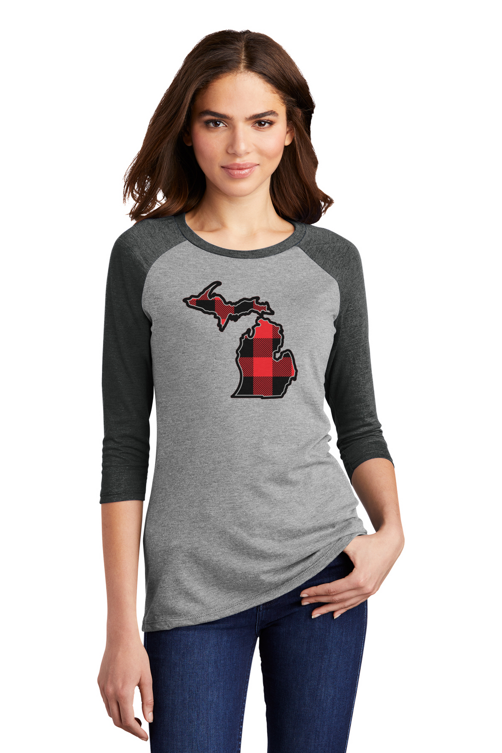 Women's Buffalo Plaid Baseball Tee (CLOSEOUT)